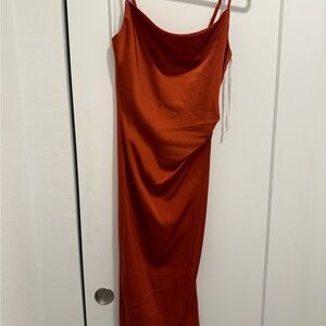 Lulu's Satin Cowl Midi Slip Dress